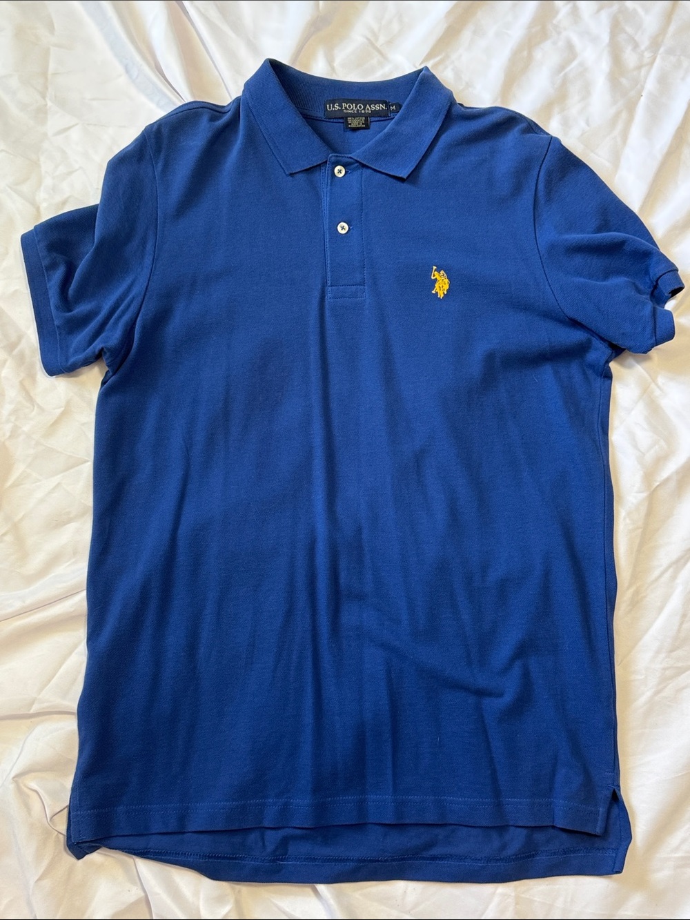 U.S. Polo Assn. Men's Bright Blue Polo with Yellow Pony Logo